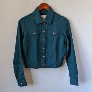 Not Perfect Linen Calico Jacket in Emerald Green, size XS/S. NEW